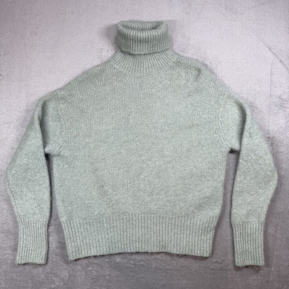 Zara Sweater Women’s Medium Green Polyester Blend Turtleneck Long Sleeve Classic